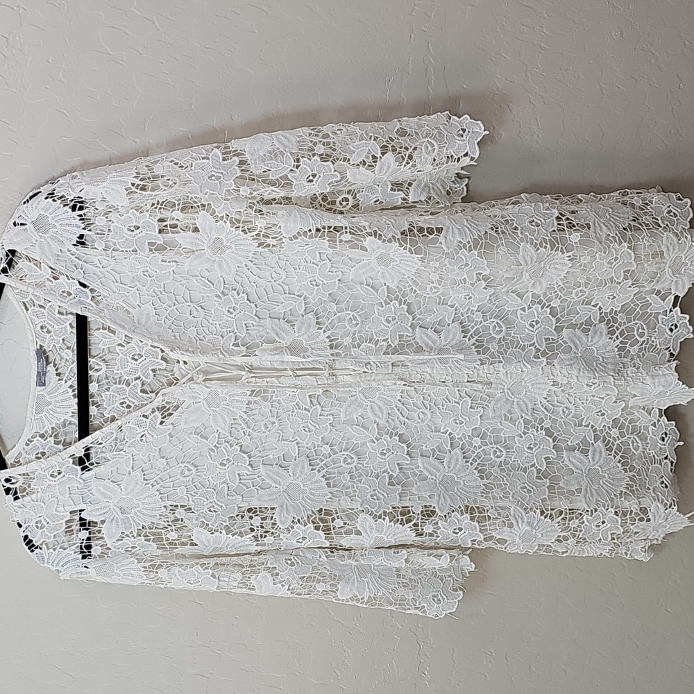 Womens Zara Short Dress White Lace Over Tank Style Insert. Boho, Wedding, Beach